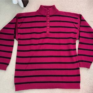 Striped Pink and Black Women's Sweater